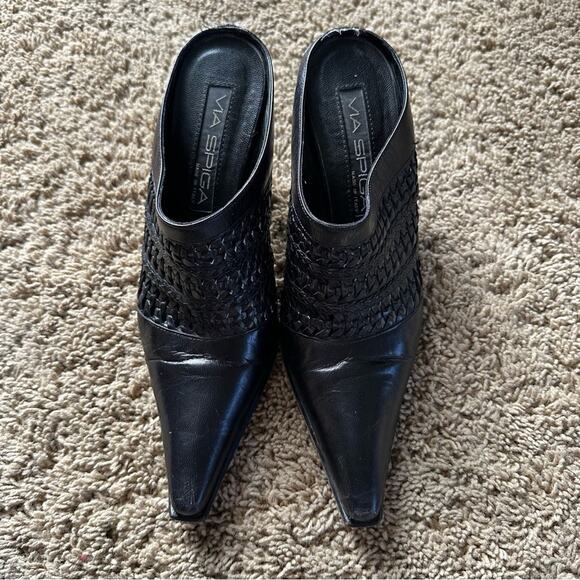 Vía Spiga Vintage Black Women's woven leather Heels size 7 - Picture 10 of 13
